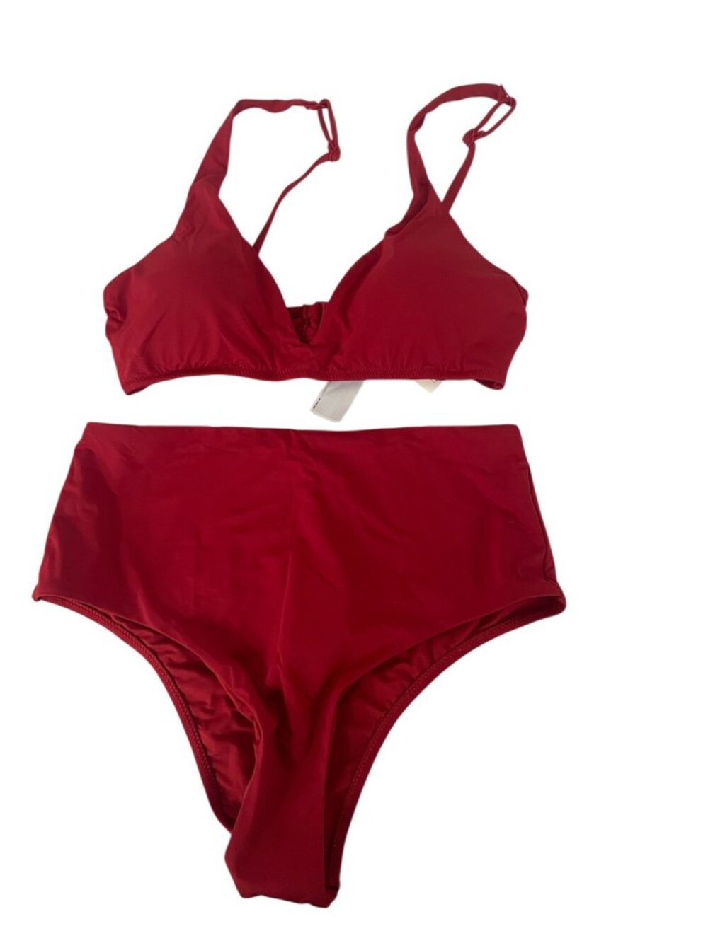 Oysho Womens Bikini 2 Piece Swimsuit Medium Red Triangle High Waist 0705/301 NWT